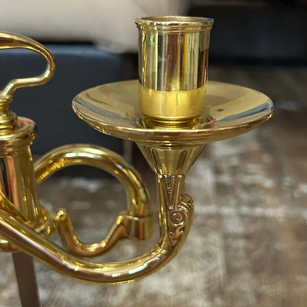 Vtg Baldwin Brass Double Serpentine Candelabra‎ Candle Holder 15.75